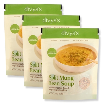 Divya's Mung Bean Soup Mix, One-Pot Ayurvedic Soup Mix with Mung Dal & Spices, Healthy & Nourishing High Protein Plant-Based Meal, Vegan, Non-GMO, Gluten Free, Organic, Single Serving 3 Pack