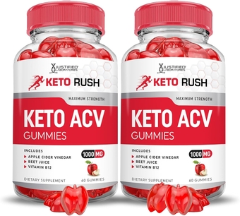 (2 Pack) Keto Rush Keto ACV Gummies Advanced Formula 1000MG Keto Rush Keto Gummies Apple Cider Vinegar Boost Formulated with Pomegranate Beet Juice Powder B12 Vegan Non GMO 120 Gummys