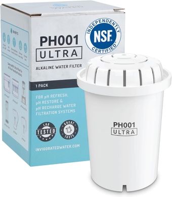 PH001 Ultra Alkaline  Filter – Replacement  Filters for Pitchers – pH  Filter Cartridge – For Alkaline  Filter Pitcher, 96 Gallon Capacity (1-Pack White)