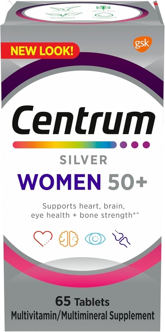 Silver Women's Multivitamin for Women 50 Plus, Multivitamin/Multimineral Supplement with Vitamin D3, B Vitamins, Non-GMO Ingredients, Supports memory and cognition in older adults - 65 Ct