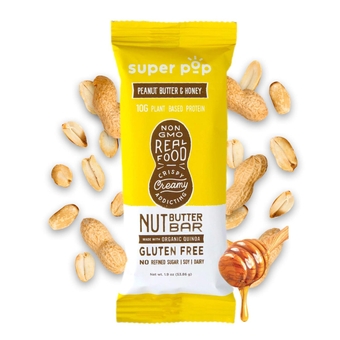 , Clean Plant Based Protein Bars, ​All-Natural Peanut Butter Bars with Organic Whole Foods, ​Low Sugar, Gluten Free, Dairy Free, Healthy Snack,10g Protein, Peanut Butter & Honey (12 pack)