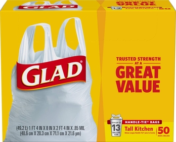 Tall Kitchen Handle-tie Trash Bags - 13 Gallon White Trash Bag - 50 Count (Packaging May Vary), White, NOT Applicable, NOT Applicable, 50 Count