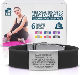 Personalized Medical Alert Bracelet PRO | Premium Multicolor Silicone Medical Bracelet for Men & Women | Stylish, Custom Engraved, Life-Saving Emergency Medical ID Bracelets