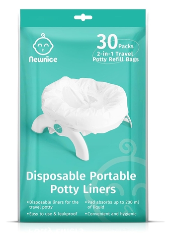 30 Packs Potty Liners Disposable with 200ML Absorbent Pads, Travel Potty Refill Bags Compatible with OXO Tot, Portable Potty Chair Liners, Universal Training Toilet Seat Bags for Kids Toddlers