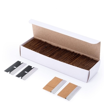 100PCS Black Carbon Steel Single Edge Razor Blades, Individually Wrapped Blades for Razor Blade Scraper, Removing Labels, Stickers, Decals, Gasket, Cleaning Glass Stove Top, Window