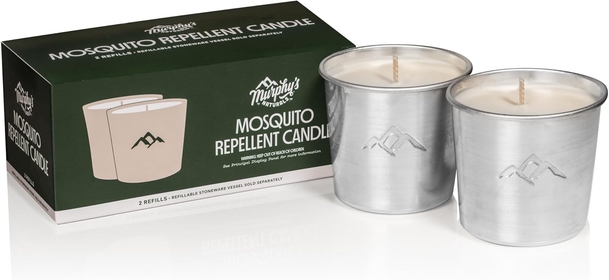 Mosquito Repellent Candle Refills | DEET Free | Plant Based Essential Oils | Soywax, Beeswax Blend | Two 9oz Candles Included