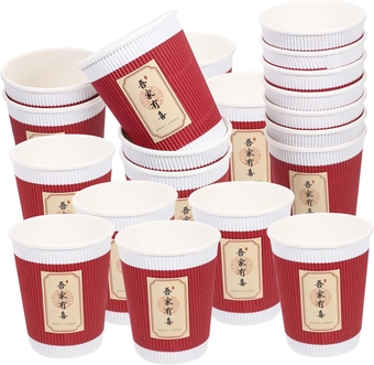 20pcs Wedding Cups Espresso Glass Chinese Wedding Party Cups New Year Ppaer Wedding Drink Cups Wedding Tea Cups Disposable Espresso Cups Banquet Concentrate Paper Hot Drink Cup