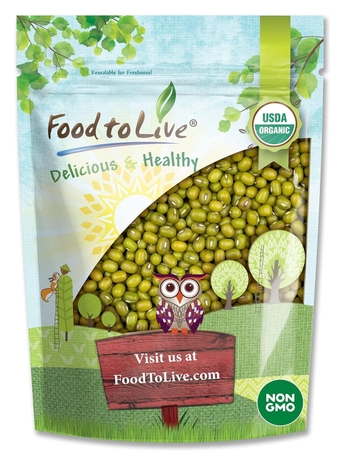 Organic Mung Beans, 2 Pounds – Non-GMO, Whole Dried Beans, Green Gram, Sproutable, Kosher, Vegan, Sirtfood, Bulk. Good Source of Fiber, Protein, Folate. Goes well with Asian, Middle East Dishes.