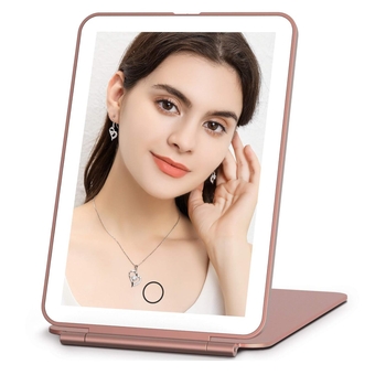 Rechargeable Travel Makeup Mirror with Lights, Portable Makeup Mirror with 3 Color Lighting, Touch Dimming, Travel Vanity Mirror for Gifts
