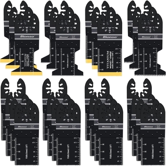 28PCS Oscillating Saw Blades, Professional Universal Titanium Multitool Blades for Wood Plastics Metal, Quick Release Multi Tool Blades Kits Fit Dewalt Ryobi Milwaukee Rockwell Fein Makita