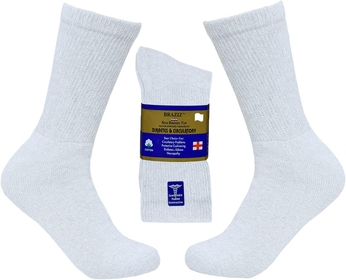 Diabetic Socks 3,12 Pairs Non-Binding Cushion Cotton Diabetic Crew Socks Men's Women’s White, Black, Grey