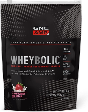AMP Wheybolic Protein Powder | Targeted Muscle Building and Workout Support Formula | Pure Whey Protein Powder Isolate with BCAA | Gluten Free | Strawberries and Cream | 10 Servings