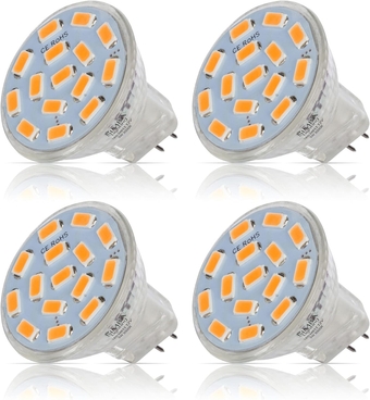 LED MR11 Flood Light Bulbs (4 Pack) 12V 3W 20W Halogen Replacement 2-Pin 240lm for Landscape, Accent, Track Lights, and Christmas Tree Fiber Optics, GU4 Bi-Pin Base, 3000K Soft White