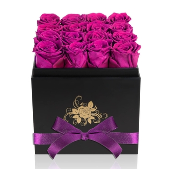 Luxury Preserved  in a Box, Purple Real  Romantic Gifts for Her Mom Wife Girlfriend Anniversary Mother's Day Valentine's Day Christmas(Black Large Square Box)