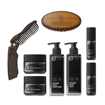 Ultimate  Growth Kit for Men Balm, Butter, Brush, Comb, Oil, Wash, & Conditioner for Moisturizing  - Aesir's Triumph, Platinum Collection
