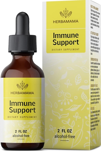 Immune Support Liquid Extract - Organic Tincture with Elderberry, Echinacea, Ginger & Goldenseal Root - Herbal Drops for Immunity - Vegan Supplement, No Sugar or Alcohol - 2 fl. oz