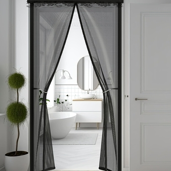 Magnetic Screen Door Black Mesh Door Screen Self Sealing Door Net Screen with Magnets, No Drilling, Hands-Free, Pet and Kid Friendly - 39 Inch x 82 Inch, Black
