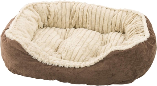 Sleep Zone Faux Suede Carved Plush Lounger, Cuddler, Napper Dog Bed - Fabric Bottom - 26X21 Inches / Chocolate / Attractive, Durable, Comfortable, Washable. By Ethical Pets