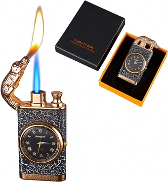 Butane Torch Lighter - Magic Twin Flame Crocodile Lighter,Creative Windproof Lighter Fancy Dual Jet Flame Adjustable Refill Dual Flame Cool Lighter Outdoor Indoor (Gasless) (Crocodile Head)