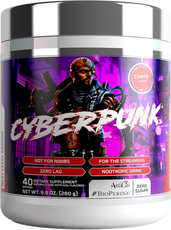 Gaming Powder Supplement | Energy & Focus Nootropic Drink | Adaptogen Formula + Vitamins & Minerals | Natural Ingredients | 40 Servings (Cherry)