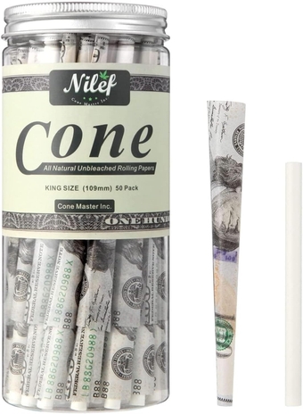 100 Dollar Pre-Rolled Cones | 50 Pack King Size - Hundred Dollar Bill Rolling Papers with Tips | Unrefined Money Rolling Cones | Slow Burn (D1470B)