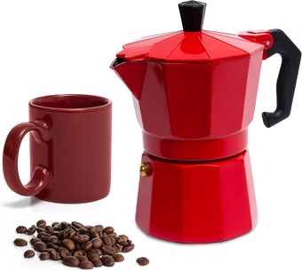 Aluminum Moka Stove Coffee Maker With Coffee Mug, Moka Pot Coffee Maker for Gas, Electric Stove Top, Classic Italian Coffee Maker, Espresso Greca Coffee Maker, Percolator 3 Espresso Cup 5 oz
