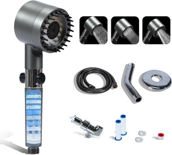 Massage Shower Head- High Pressure Handheld Shower Head with Filter, Hose and Bracket&On Off Switch-3 Spray Mode&Detachable Spray Gun Mode,Adjust Filtered Shower Head for Hard Water