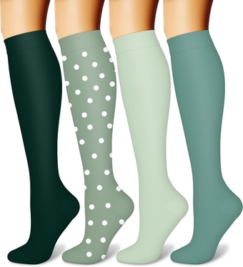 Compression Socks for Women & Men Circulation (4 Pairs) 15-20 mmHg is Best Support for Athletic Running Cycling