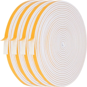 Foam Weather Stripping-4 Rolls, 1/4 Inch Wide X 1/8 Inch Thick Total 52 Feet Long, Adhesive Door Weatherstrip Foam Insulation for Windows(13ft x 4 Rolls)
