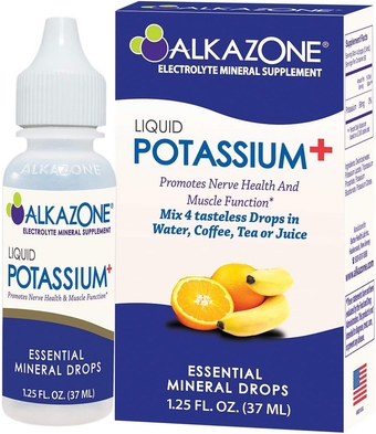 Liquid Potassium+ | Liquid Supplements Have Faster Absorption Rate | Concentrated | Easiest Way to take Potassium | Tasteless Flavorless | 1.25 Oz, Clear, Pack of 1