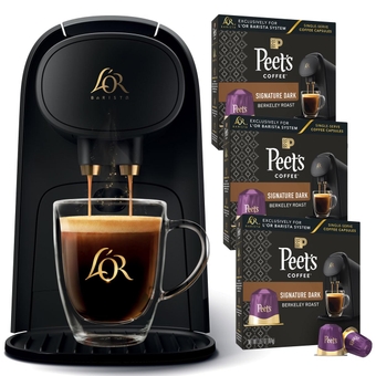 Barista System Coffee and Espresso Machine with 30 Peet's Berkeley Coffee Pods