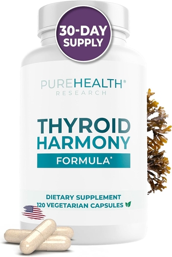 Thyroid Harmony Hormone Balance for Women with Ashwagandha Mood Support - Thyroid Support for Energy & Focus, Remove Brain Fog with Bladderwrack, L-Tyrosine, Inositol - 120ct
