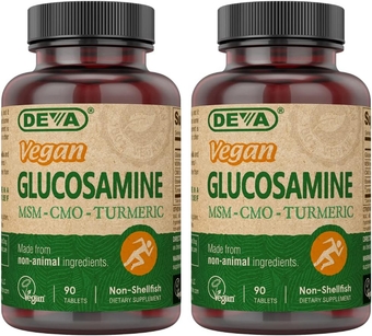 Vegan Glucosamine-MSM-CMO & Turmeric Supplement - Gluten Free Plant Based Nutritional Supplement - 90 Tablets (Pack of 2)
