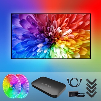 Immersion TV LED Backlight Kit with HDMI Sync Box,WiFi TV LED Strip Lights,Game Bedroom Home Decor TV Lighting for 50~65 Inch TV, Screen and Music Sync,Work with Alexa/Google Assistant/App