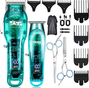 ® Hair Clipper, Trimmer Kit for Men Professional Barber Set for Hair and Beard Cutting Zero Gap T-Blade Beard Trimmer, with LED Display (Blue)