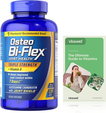 Osteo Bi Flex Triple Strength with Vitamin D, 220 Count, 3 Months Supply + Exclusive Vitasoul Vitamin Guide (2 Items)