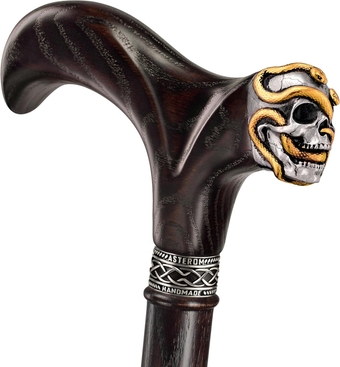 Handmade Skull Walking Cane for Men and Women - Cool Gothic Cane - Stylish Wooden Walking Stick