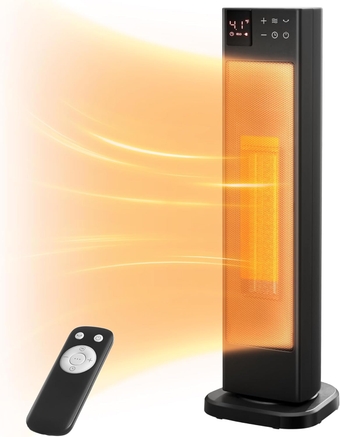Oscillating Ceramic Tower Indoor Space Heater for Home with Oscillation, Programmable Thermostat & ECO Mode, 12H Timer & Remote Control, Safety Protection, 23 Inches, 1500W, PHF15RSAPH23