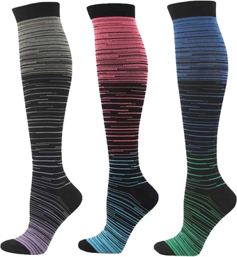 3 Pairs Compression Socks For Nurses Women Men Circulation Knee High Athletic Hiking Cute Long Socks For Running Best Support
