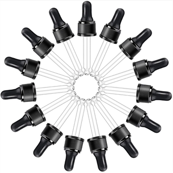 Droppers for Essential Oils 15 Pack 15ml (1/2 Ounce) Glass Eye Dropper Tops - Fit for DoTerra Young Living 15ml Essential Oil Bottles