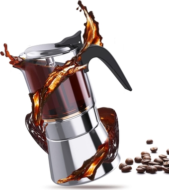 Italian Expresso Maker, Moka Pot, Stovetop Coffee Makers, Stainless Steel Coffee Maker, Suitable for Induction Hob, 240ml/8.5oz/4 cup (espresso cup=50ml)