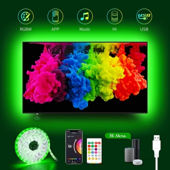 LED Lights for 75 80 Inch TV,17.3Ft USB Smart WiFi TV LED Backlight Music Sync Compatible with Alexa,LED Strip Lights Color Changing for 75-80 inch TV,RGBW 6500K Bias Lighting,APP Control