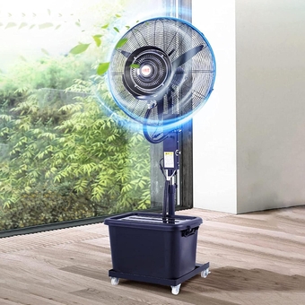 Outdoor Oscillating Misting Fan, Commercial Industrial Floor Fan with Water Tank, 30 Inch Adjustable Height Pedestal Fan, Spray Fan for Backyards, Patios and More