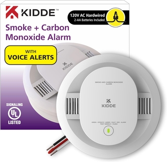 Hardwired Smoke & Carbon Monoxide Detector, AA Battery Backup, Voice Alerts, Interconnectable, LED Warning Light Indicators