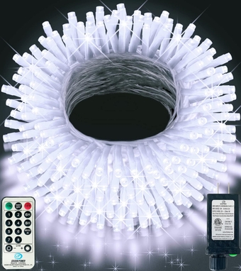 438FT Extra Long Christmas String Lights, 1200 LED Christmas Lights with Remote 8 Lighting Modes & Timer Memory Outdoor Waterproof Decorations for Home Xmas Tree Yard Wedding Party Decor (Cool White)