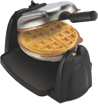 26031 Belgian Waffle Maker with Removable Nonstick Plates, Single Flip, Ceramic Grids, Black