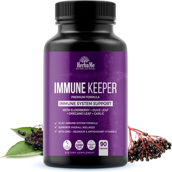 Advanced Immune System Booster 15 in 1 with Elderberry, Quercetin, Zinc, Vitamin D, 90 Capsules, Support Natural Wellness, Immunity Boost Supplement with Selenium and Vitamin C Antioxidants