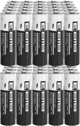 50Pack ER14505 AA 3.6V Lithium Battery Li-SOCL₂ Non-Rechargeable Battery SB-AA11 LS14500 TL-5903 SL-360 S7-400 ER14500 for Sensor Water Electricity Meter Gas PLC Facility Equipment Spare Battery