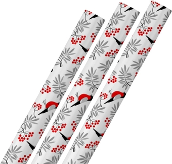 Gift Wrapping Paper Wrap Tissue Paper Christmas New Year Vintage Robin Birds Floral Flowers Present Packing Packaging Paper for Art Craft Birthday Holiday Party Business, 3 rolls, 5x2 feet