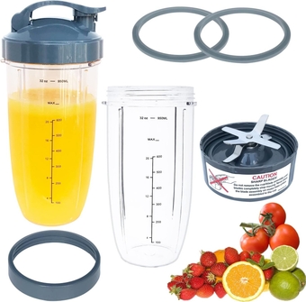 [UPGRADE] Replacement 32oz NutriBullet Blender Cups & Blade Part Compatible with 600w/900w Blender (7 Pieces)